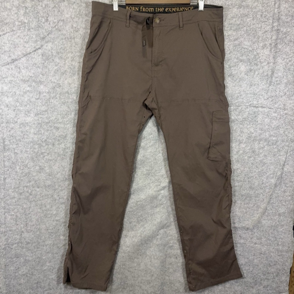 Prana Stretch Zion Pants Mens 38x32 Brown 2-Way Stretch Hiking Outdoors